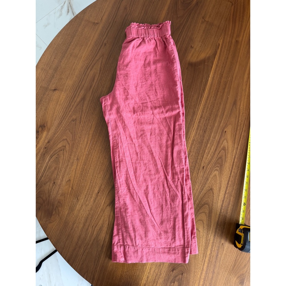 Abercrombie & Fitch Pink Linen Blend Wide Leg Paperbag Waist Pants Womens Medium - Picture 2 of 7